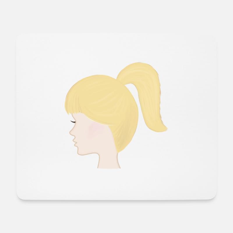 Blonde Ponytail Portrait Doll Toy Doll - Mouse Pad (horizontal) - white