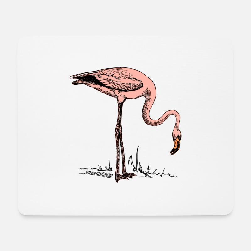Rosa Flamingo - Mousepad (Querformat) - Weiß