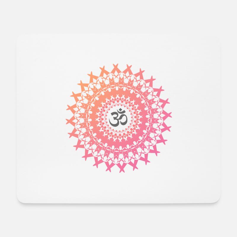 Om Mandala - Yoga Meditation Hatha Kundalini Yin - Mouse Pad (horizontal) - white