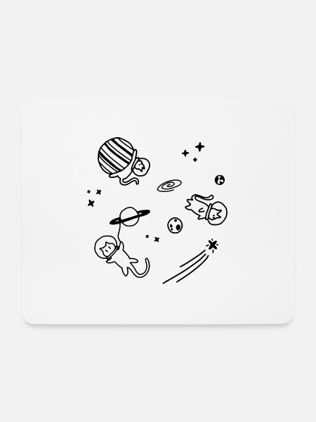Cats Universe | Katzen Universum | Skizze Line Art - Mousepad (Querformat) - Weiß