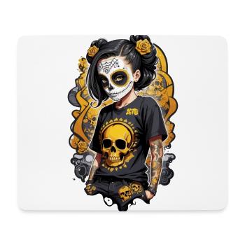 Sugar Skull Girl with Golden Skull T Shirt - Mouse Pad (horizontal) - white - Front