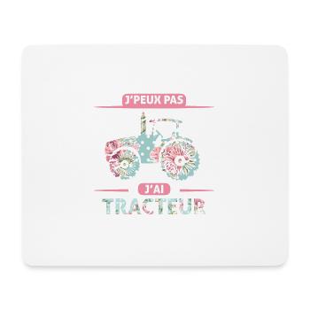 Je peux pas j'ai tracteur version femme fille mère - Tapis de souris (format paysage) - blanc - Devant