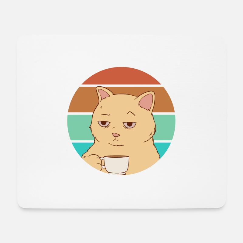 Cat with a coffee | Working day tired - Mouse Pad (horizontal) - white