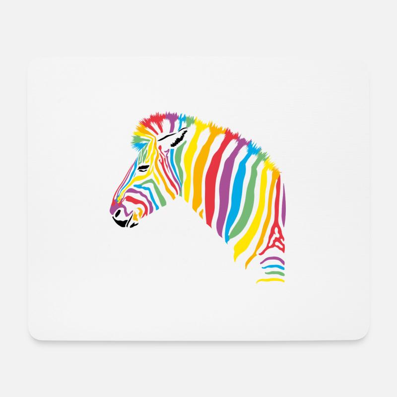 rainbow zebra - Mousepad (Querformat) - Weiß