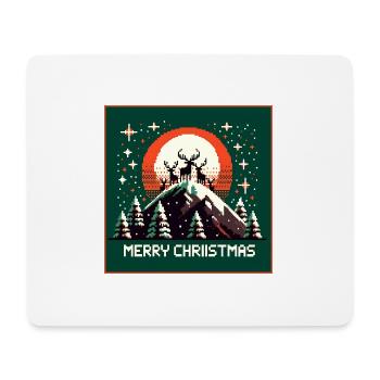 Rentiere auf Bergspitze im Weihnachtswald - Mousepad (Querformat) - Weiß - Vorne