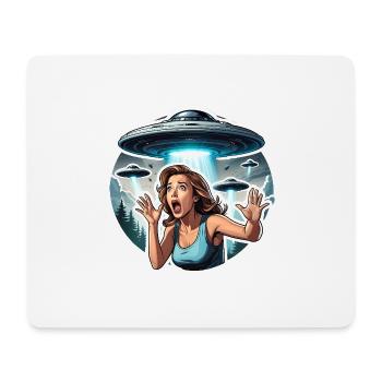 Alien Invasion: woman in running for her life - Mouse Pad (horizontal) - white - Front