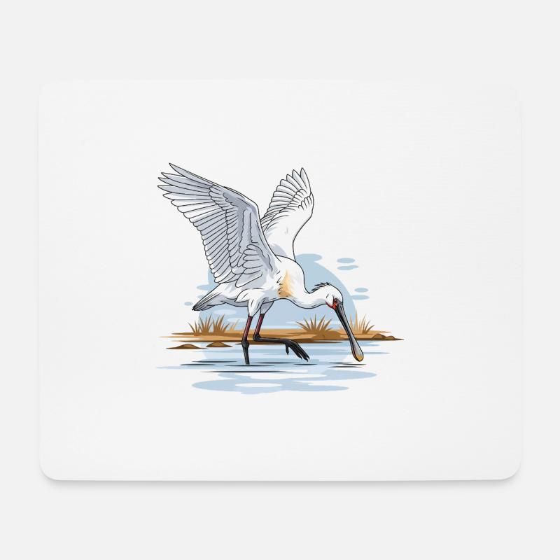 Loeffler Löffler Platalea leucorodia Watvogel - Mousepad (Querformat) - Weiß