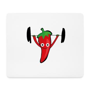 Peppers,chilli,fitness,lifting weights - Mouse Pad (horizontal) - white - Front