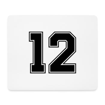 12 Zahl Trikot - Mousepad (Querformat) - Weiß - Vorne