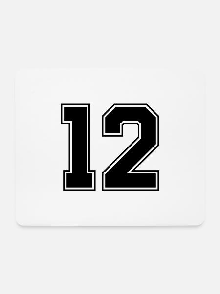 12 Zahl Trikot - Mousepad (Querformat) - Weiß