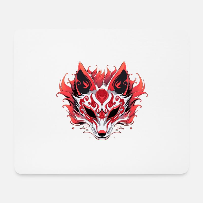 Kitsune - Mousepad (Querformat) - Weiß