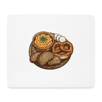 Rustikale Brotzeitplatte mit Obatzda - Mousepad (Querformat) - Weiß - Vorne