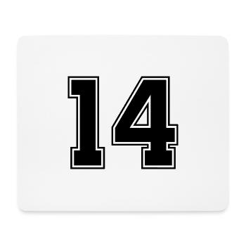 14 Zahl Trikot - Mousepad (Querformat) - Weiß - Vorne