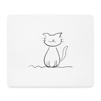 ligne de chat symbole d’animal de compagnie roi amour animal - Tapis de souris (format paysage) - blanc - Devant
