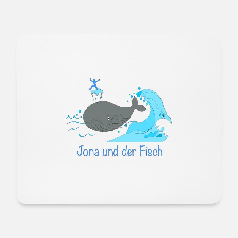 Jona und der Fisch - Mousepad (Querformat) - Weiß
