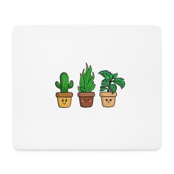 three cute plants - Mouse Pad (horizontal) - white - Front