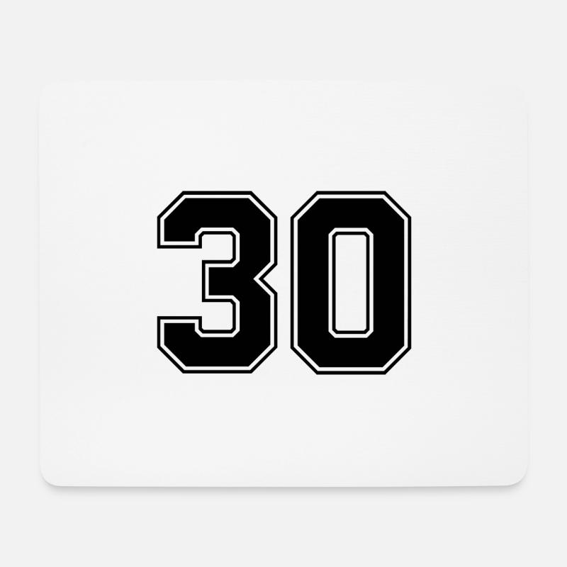 30 Zahl Trikot - Mousepad (Querformat) - Weiß