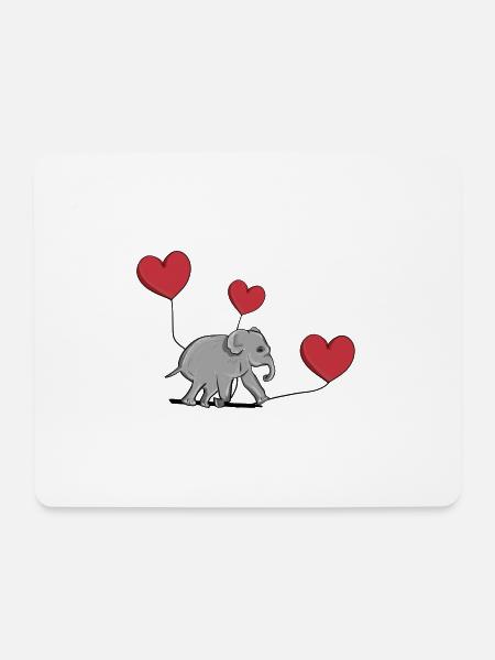 elefant luftballon herz tier symbol - Mousepad (Querformat) - Weiß