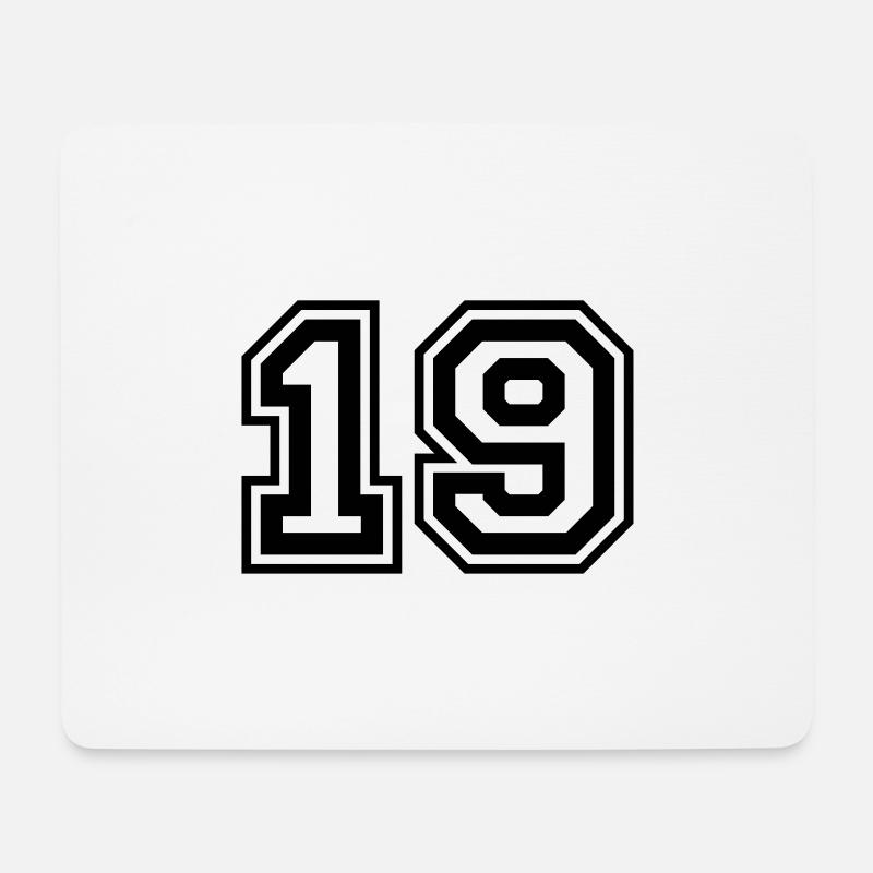 19 Numéro - Tapis de souris (format paysage) - blanc