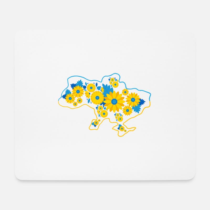 Stand with Ukraine. Floral pattern. - Mouse Pad (horizontal) - white