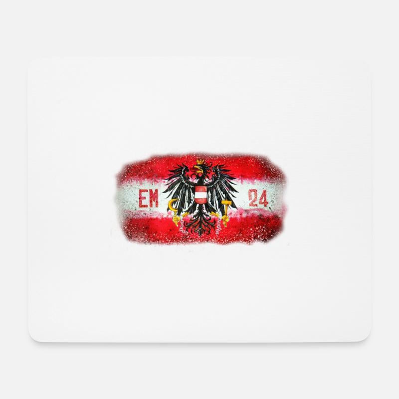 EM 2024 Österreich - Mousepad (Querformat) - Weiß