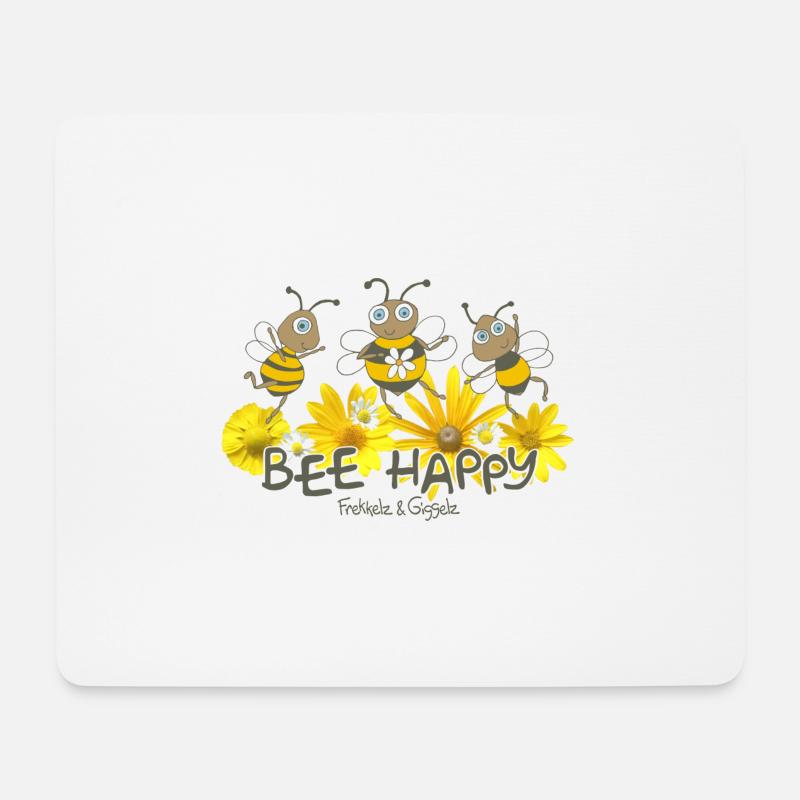 Bee Happy - Mousepad (Querformat) - Weiß