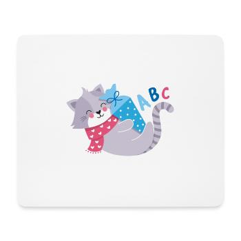 Chat avec cône d’école inscription à l’école - Tapis de souris (format paysage) - blanc - Devant