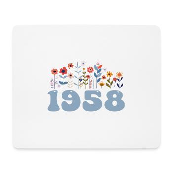 1958 Blumenmuster 1958 Blumen-thema Blumen 1958 - Mousepad (Querformat) - Weiß - Vorne