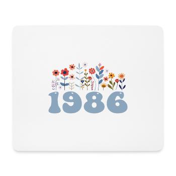 1986 Blumenmuster 1986 Blumen-thema Blumen 1986 - Mousepad (Querformat) - Weiß - Vorne