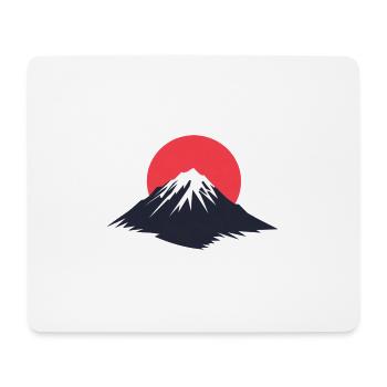 Bergzeichnung, Berglogo, Sonne - Mousepad (Querformat) - Weiß - Vorne