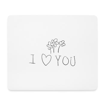 Je t’aime symbole fleurs de la Saint-Valentin - Tapis de souris (format paysage) - blanc - Devant