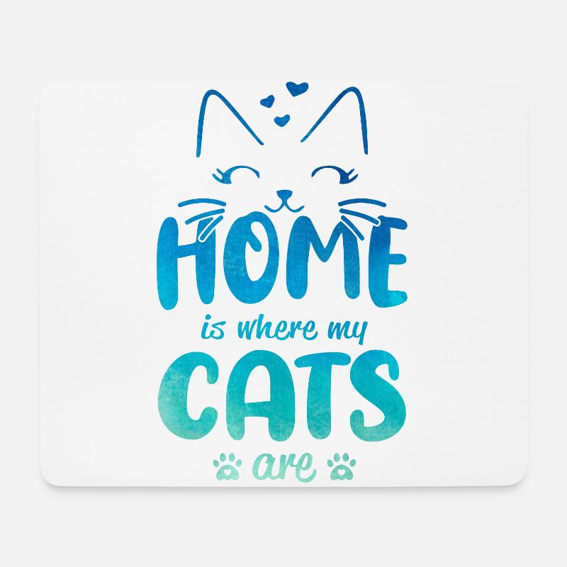 Home Is Where Cats Are Cat Lover Cat Trainer Cat O - Mousepad (Querformat) - Weiß