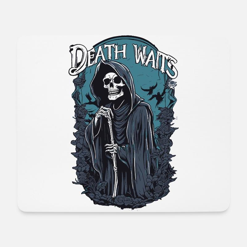 Sensenmann "Der Tod wartet" Gothic Kunst - Mousepad (Querformat) - Weiß