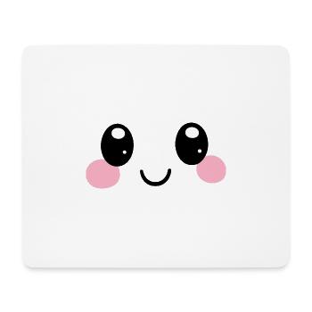 happy face, bright kawaii eyes, smile - Mouse Pad (horizontal) - white - Front