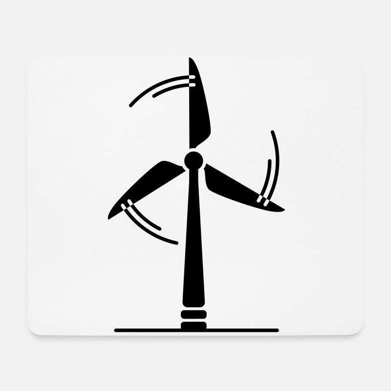 Windrad Silhouette - Mousepad (Querformat) - Weiß