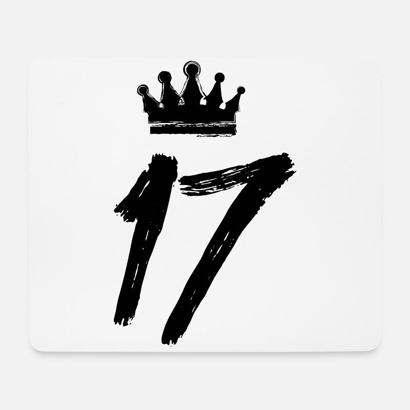17 Zahl Krone - Mousepad (Querformat) - Weiß