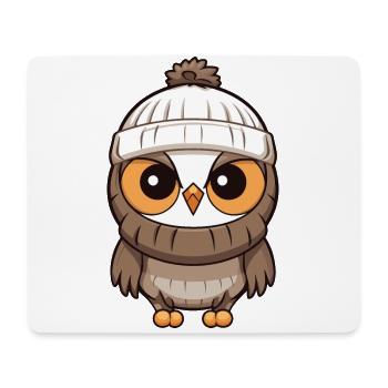 Eule Winter Comic - Mousepad (Querformat) - Weiß - Vorne