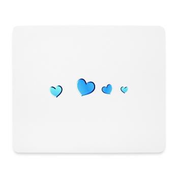 trois cœurs bleus symbole d’amour paillettes - Tapis de souris (format paysage) - blanc - Devant