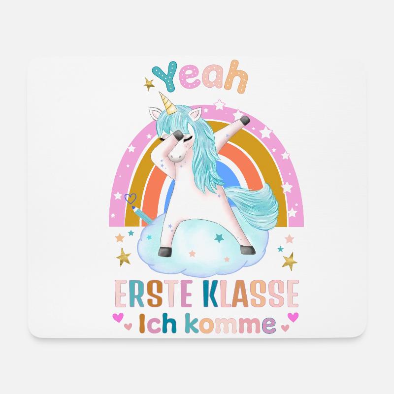 Schule, Erste Klasse mit Einhorn - Mousepad (Querformat) - Weiß
