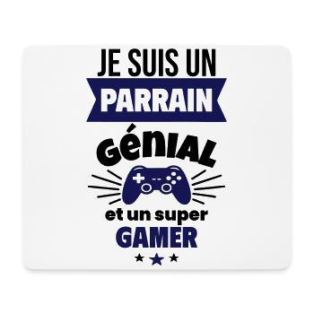 Parrain génial et super gamer Geek Gamer Gaming - Tapis de souris (format paysage) - blanc - Devant
