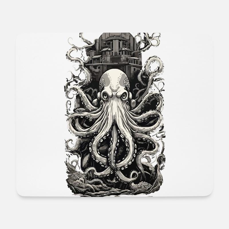 Vintage Oktopus Japanische Tattoo Kunst Design - Mousepad (Querformat) - Weiß