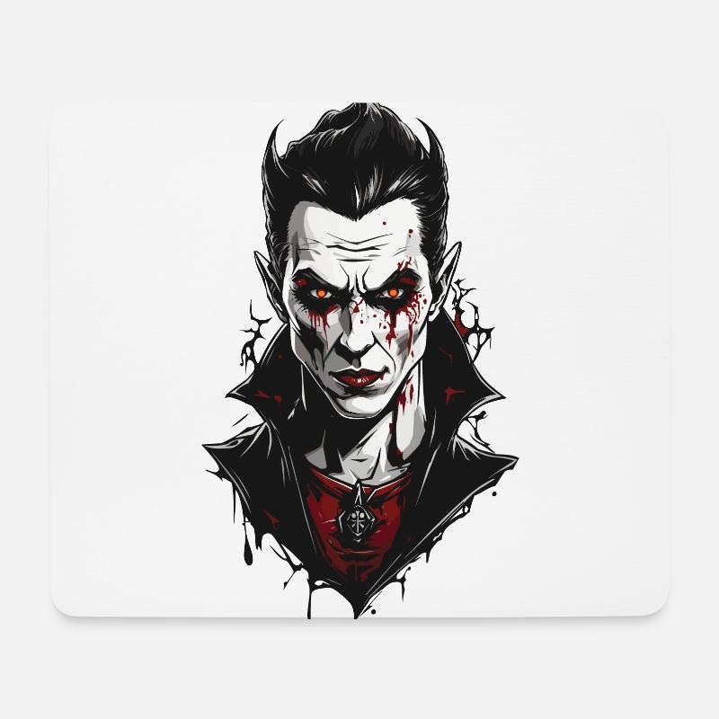 Modernes Vampir Gothic Retro Halloween Design - Mousepad (Querformat) - Weiß