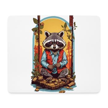 Raton laveur chanceux Japon rétro Kanji Design Style - Tapis de souris (format paysage) - blanc - Devant