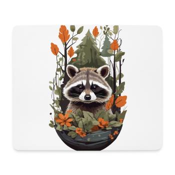 Conception d’animaux de la nature mignonne du raton laveur pour les enfants - Tapis de souris (format paysage) - blanc - Devant