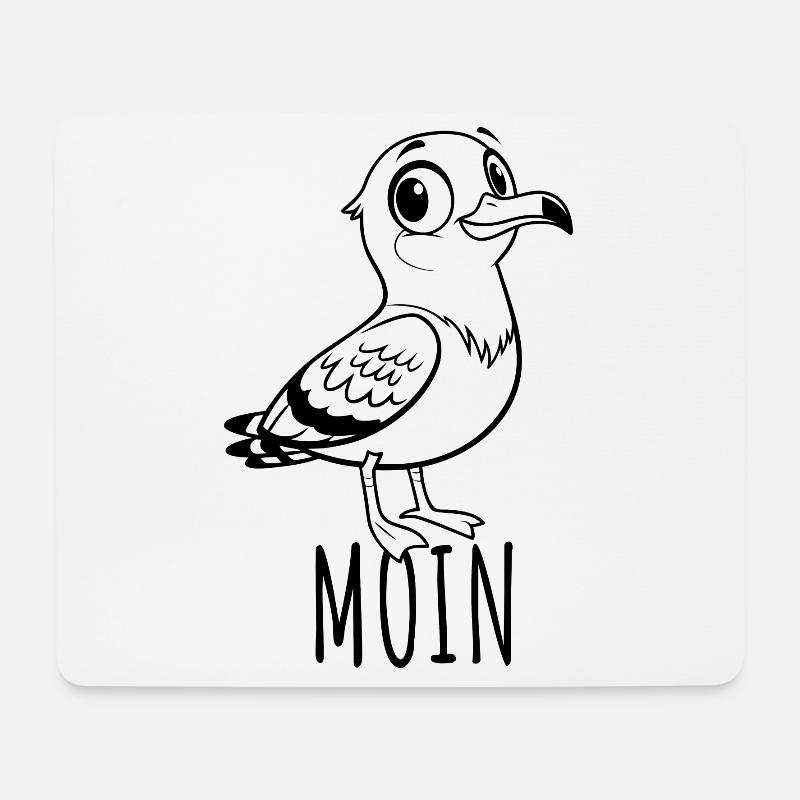 Cartoon Möwe - Moin - Norddeutsch - Mousepad (Querformat) - Weiß