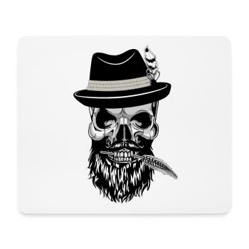 Hipster skull with bavarian hat - Mouse Pad (horizontal) - white - Front