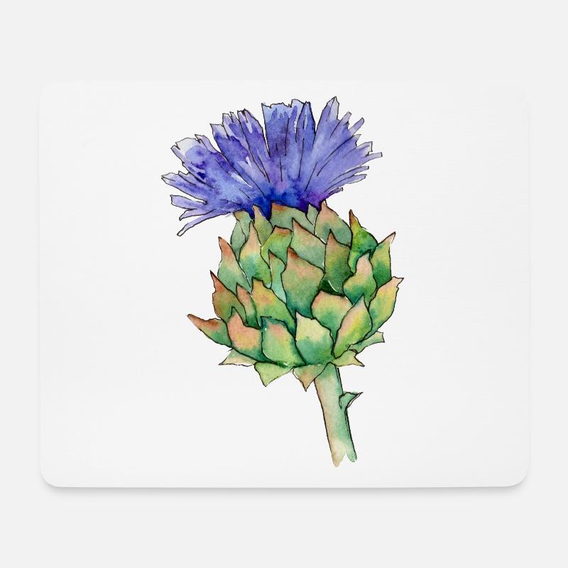 Watercolor thistle - Mouse Pad (horizontal) - white
