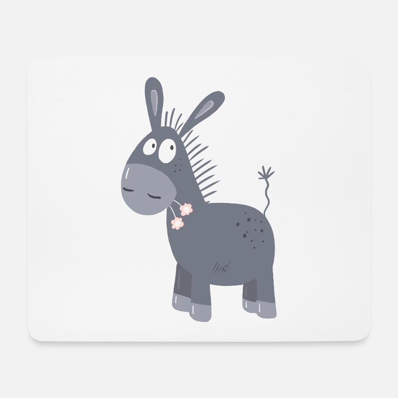 Kleiner Esel Mit Blümchen I Muli Maultier Comic - Mousepad (Querformat) - Weiß