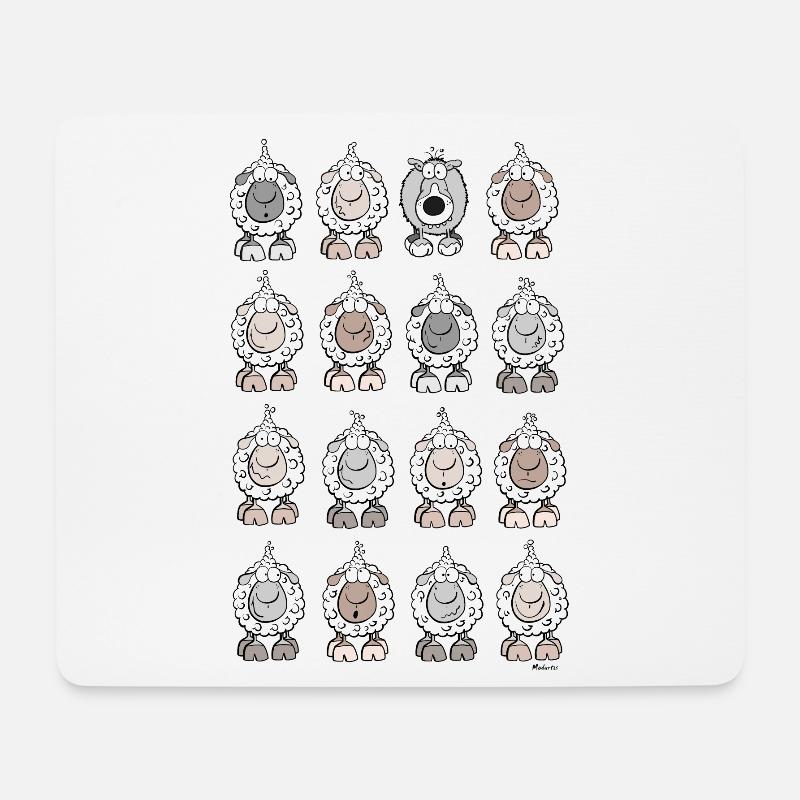 Schafherde mit Wolf - Mousepad (Querformat) - Weiß