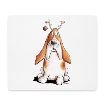 Basset Hound celebrates Christmas I dog gift - Mouse Pad (horizontal) - white - Front
